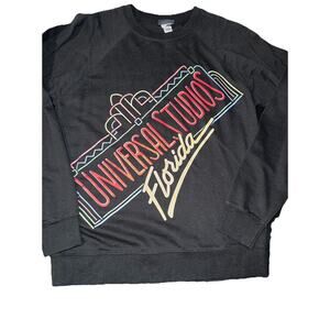 Universal Studios Florida Sweatshirt Adult L Black Neon Pullover Long Sleeve